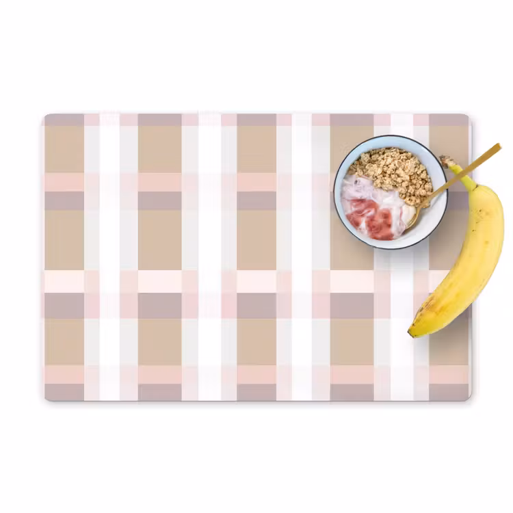 Set de table – 6 pièces - Motif en damier - Tons de terre - Minimaliste — 1