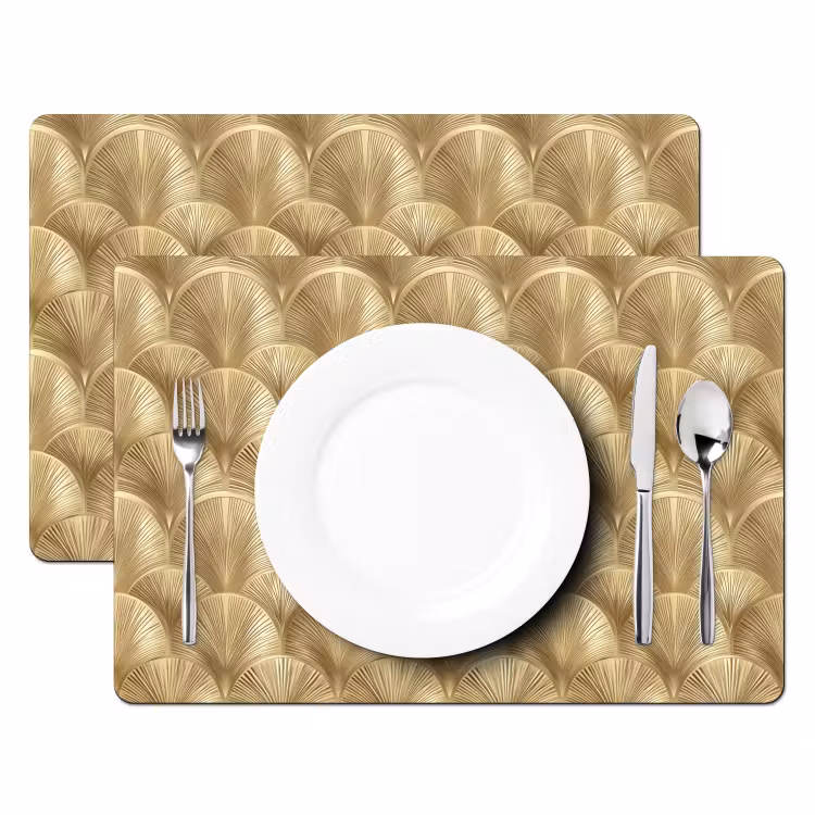 Set de table – 6 pièces - Motif - Eventail - Or — 2