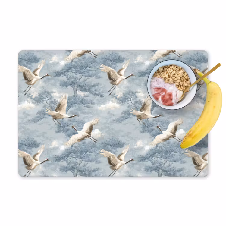 Set de table – 6 pièces - Nuages - Grues - Bleu — 1