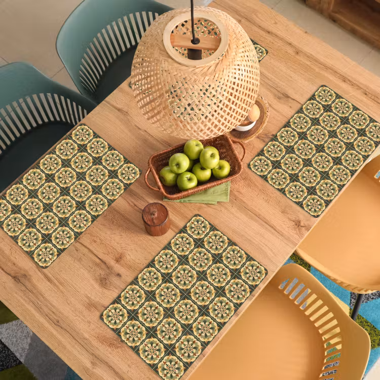 Set de table – 6 pièces - Ornement - Motif - Vert — 3