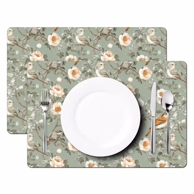 Set de table – 6 pièces - Rose - Oiseaux - Coloré — 2