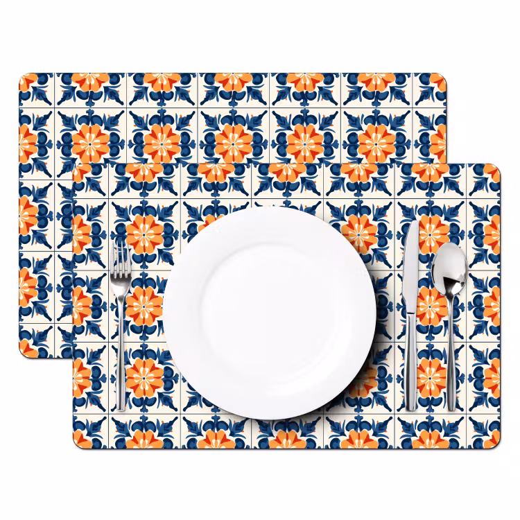 Set de table – 6 pièces - Traditionnel - Carrelage - Orange — 2