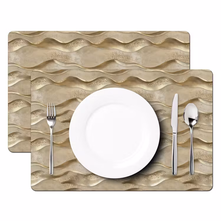 Set de table – 6 pièces - Vagues - Motif - Or — 2