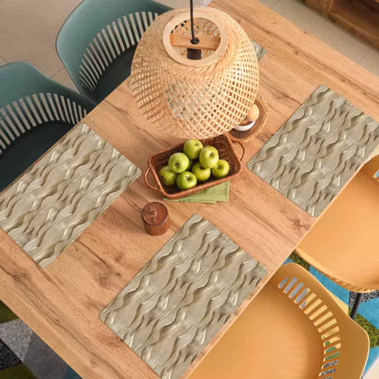 Set de table – 6 pièces - Vagues - Motif - Or — 3
