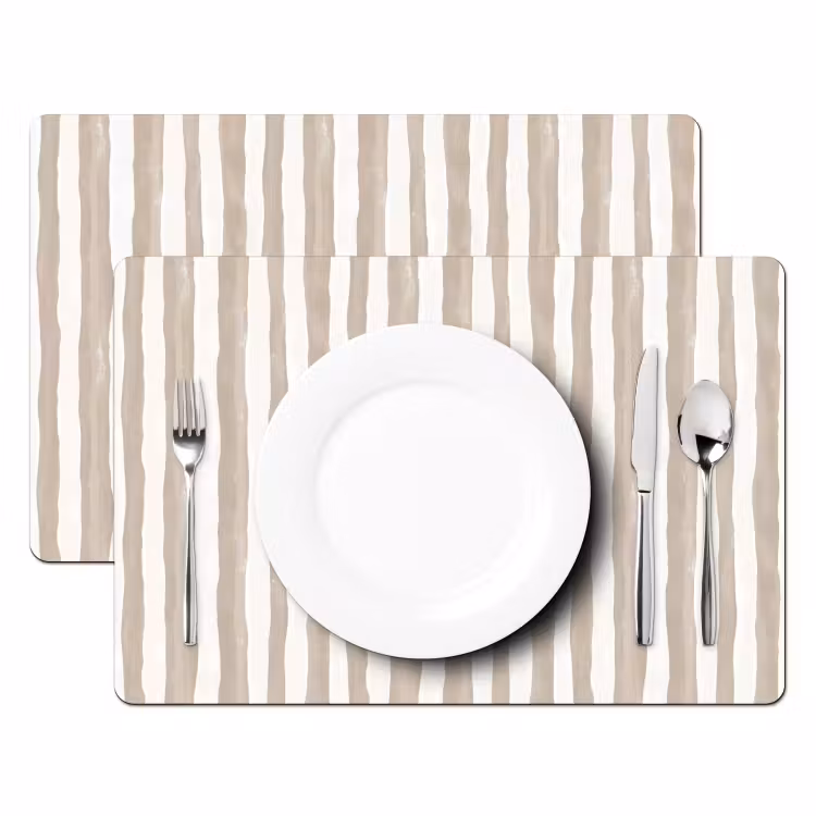 Set de table – 6 pièces - Minimaliste - Rayures - Beige — 2