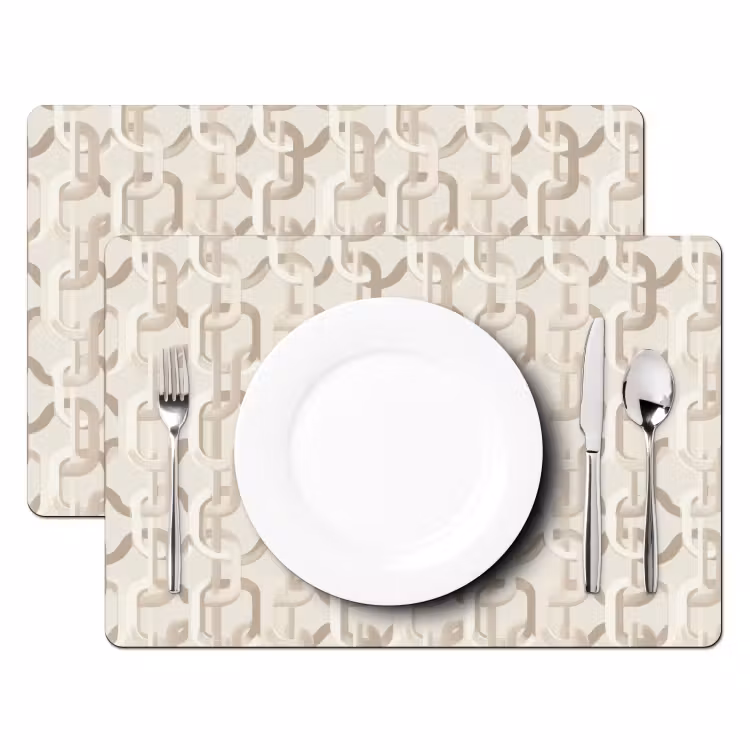 Set de table – 6 pièces - Motif - Abstrait - Beige — 2