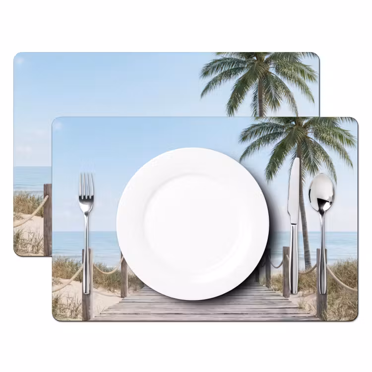 Set de table – 6 pièces - Palmiers - Chemin - Horizon — 2