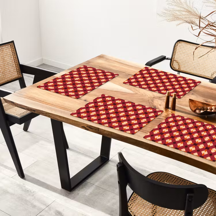 Set de table – 6 pièces - Rétro - à motifs - coloré — 4