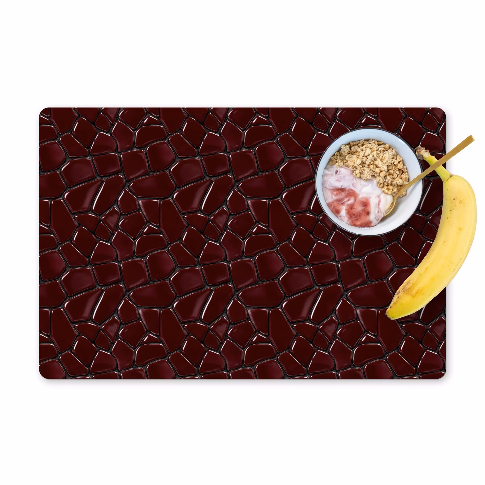 Set de table – 6 pièces - Mosaïque - Carrelage - Rouge bourgogne — 1