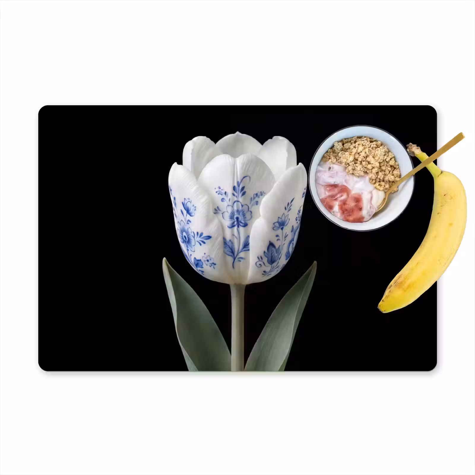 Set de table – 6 pièces - Tulipe - Motif - Bleu — 1