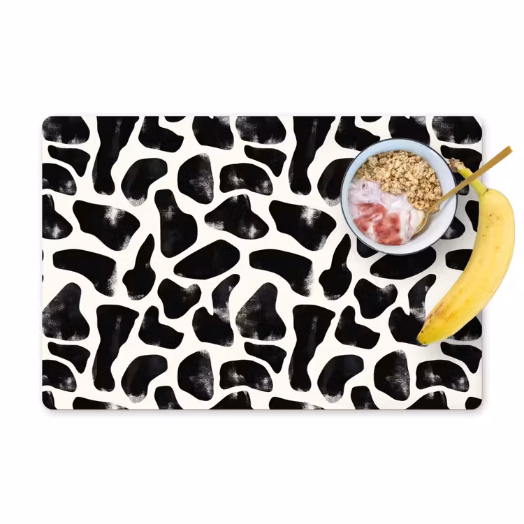 Set de table – 6 pièces - Motif animalier - Taches - Noir - Blanc — 1
