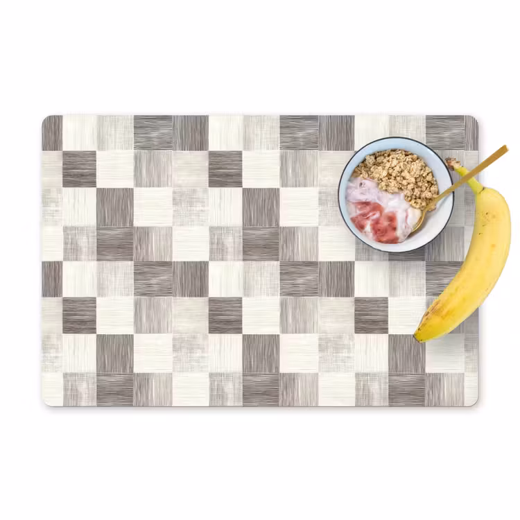 Set de table – 6 pièces - Motif - damier - grain de bois — 1