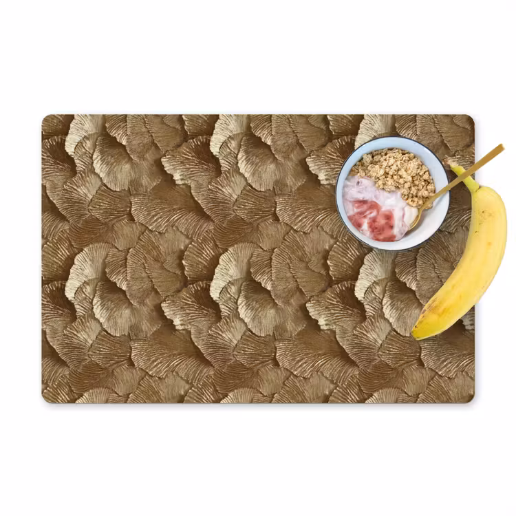 Set de table – 6 pièces - Organic - Motif - Feuilles - Or — 1