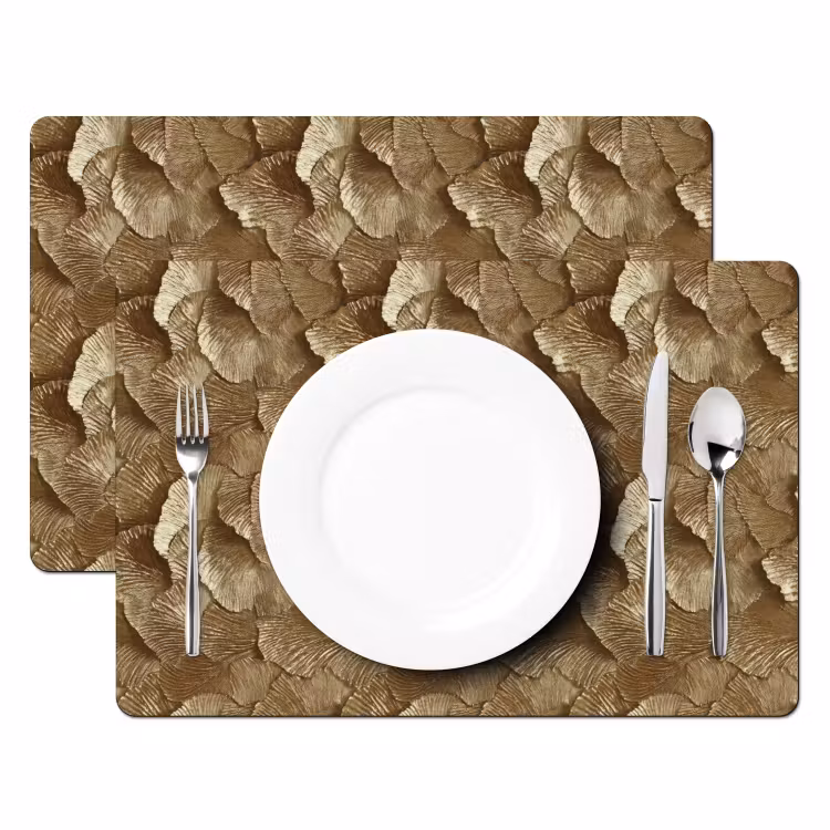 Set de table – 6 pièces - Organic - Motif - Feuilles - Or — 2