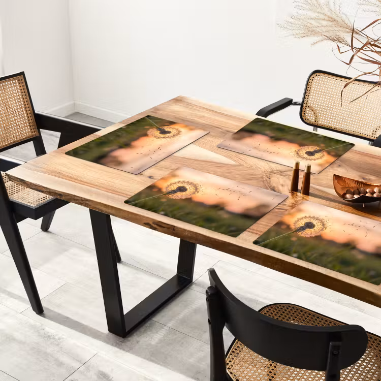 Set de table – 6 pièces - Pissenlit - Coucher de soleil - Champ — 4