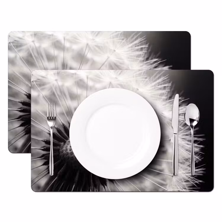 Set de table – 6 pièces - Pissenlit - Noir - Blanc — 2