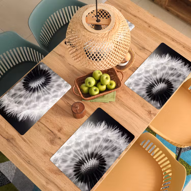 Set de table – 6 pièces - Pissenlit - Noir - Blanc — 3