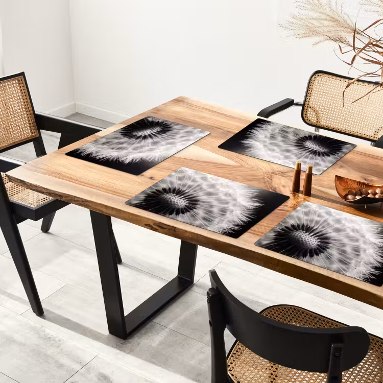 Set de table – 6 pièces - Pissenlit - Noir - Blanc — 4