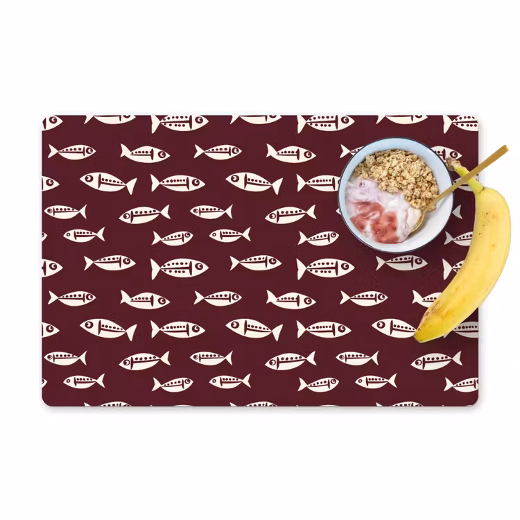 Set de table – 6 pièces - Poisson - Graphique - Motif - Foncé — 1