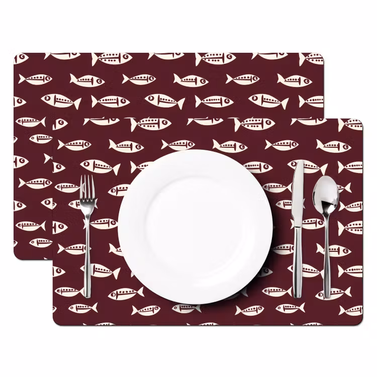 Set de table – 6 pièces - Poisson - Graphique - Motif - Foncé — 2