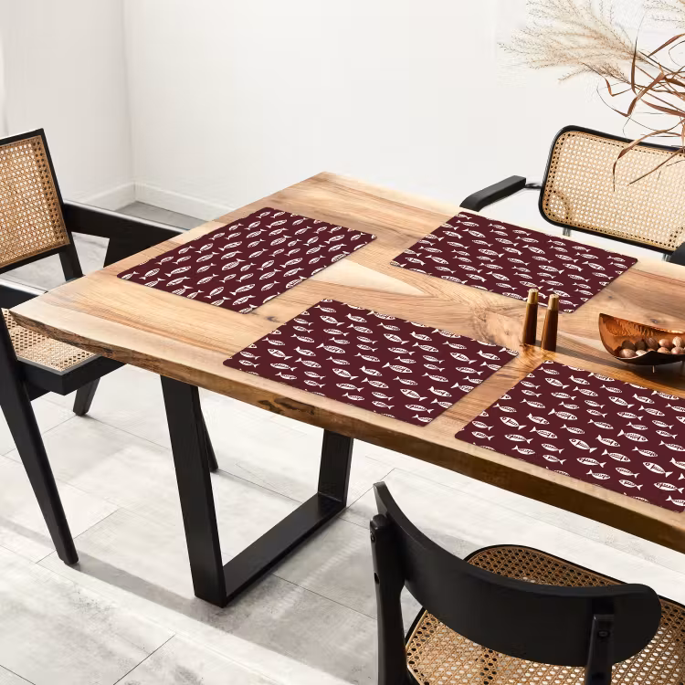 Set de table – 6 pièces - Poisson - Graphique - Motif - Foncé — 4