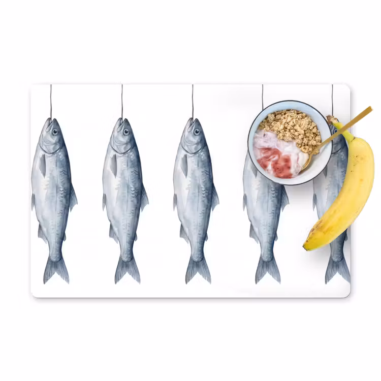 Set de table – 6 pièces - Poisson - Illustration - Bleu de Delft — 1