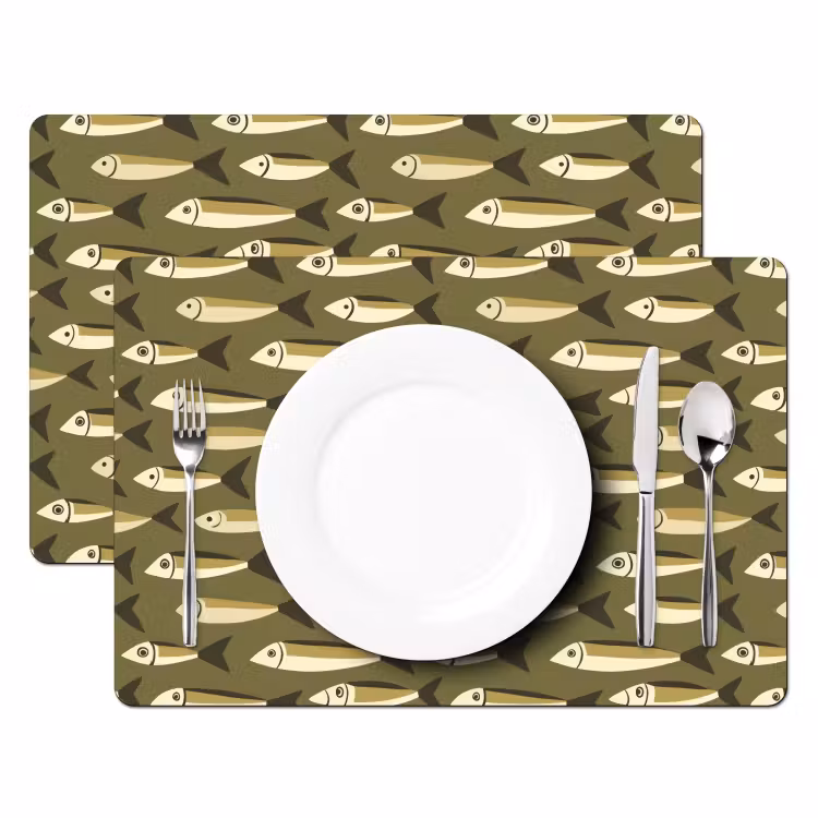 Set de table – 6 pièces - Poisson - Motif - Vert — 2