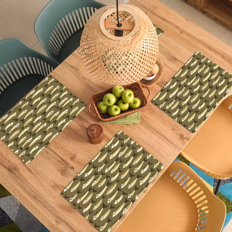 Set de table – 6 pièces - Poisson - Motif - Vert — 3