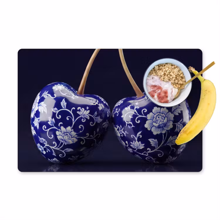Set de table – 6 pièces - Porcelaine - Cerisier - Delft - Bleu — 1