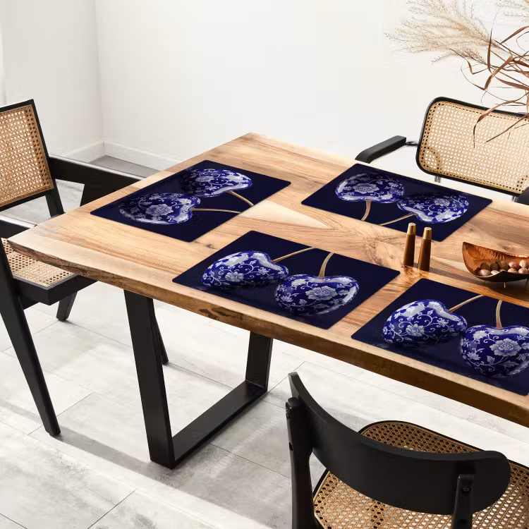 Set de table – 6 pièces - Porcelaine - Cerisier - Delft - Bleu — 4