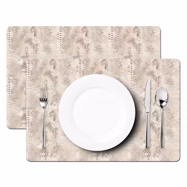 Set de table – 6 pièces - Serpent - Motif - Beige — 2