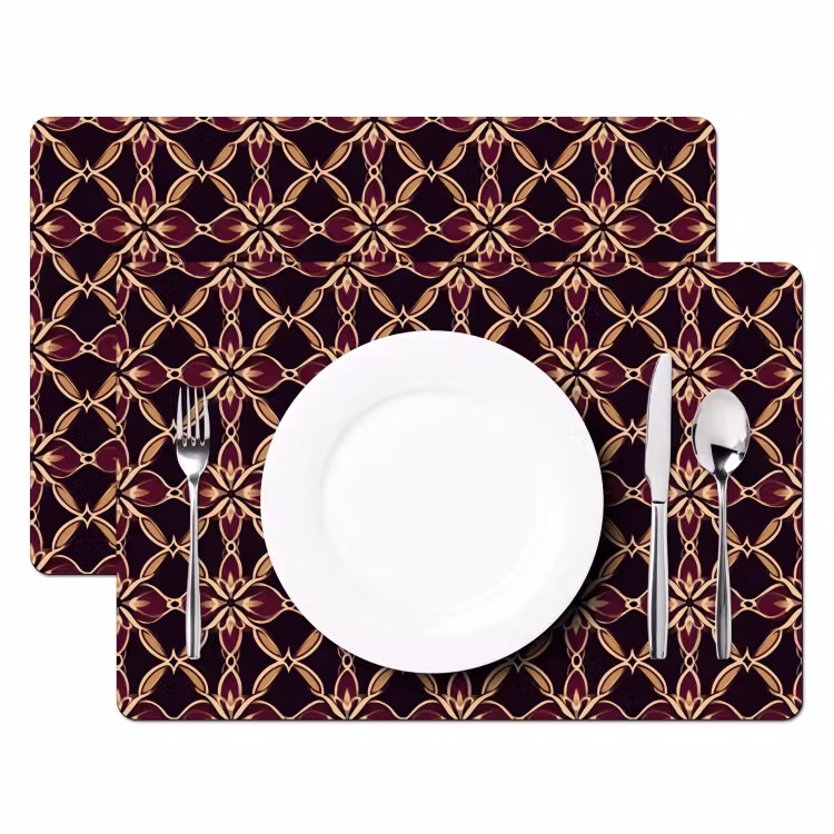 Set de table – 6 pièces - Symétrique - Carrelage - Bourgogne — 2