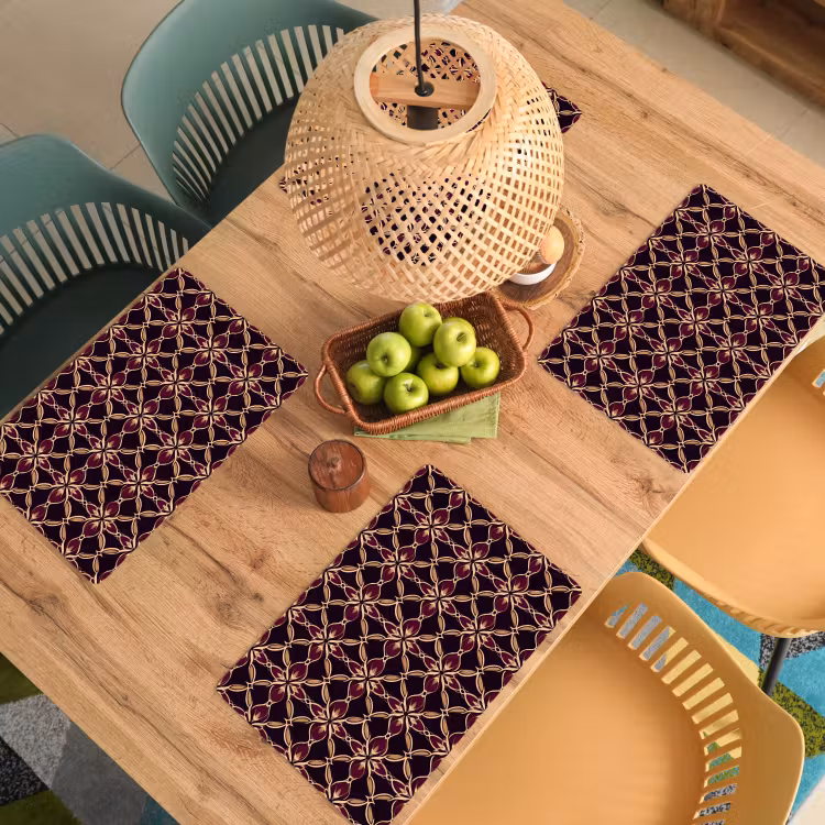 Set de table – 6 pièces - Symétrique - Carrelage - Bourgogne — 3