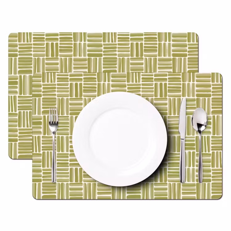 Set de table – 6 pièces - Tresse - Motif - Vert — 2