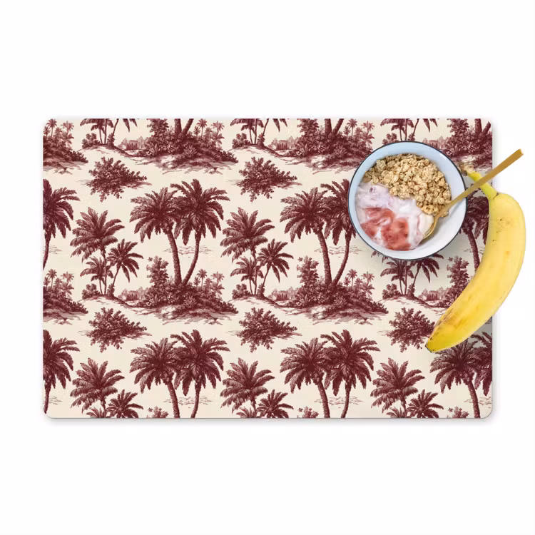 Set de table – 6 pièces - Tropical - Géométrique - Bourgogne — 1