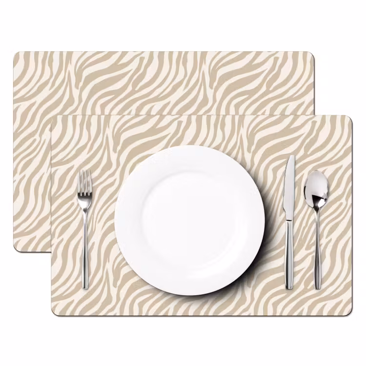 Set de table – 6 pièces - Zebra - Motif - Beige — 2