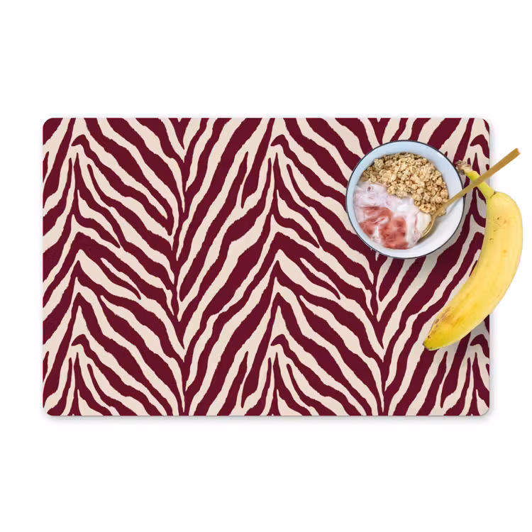 Set de table – 6 pièces - Zebra - Motif - Bordeaux - Rouge — 1