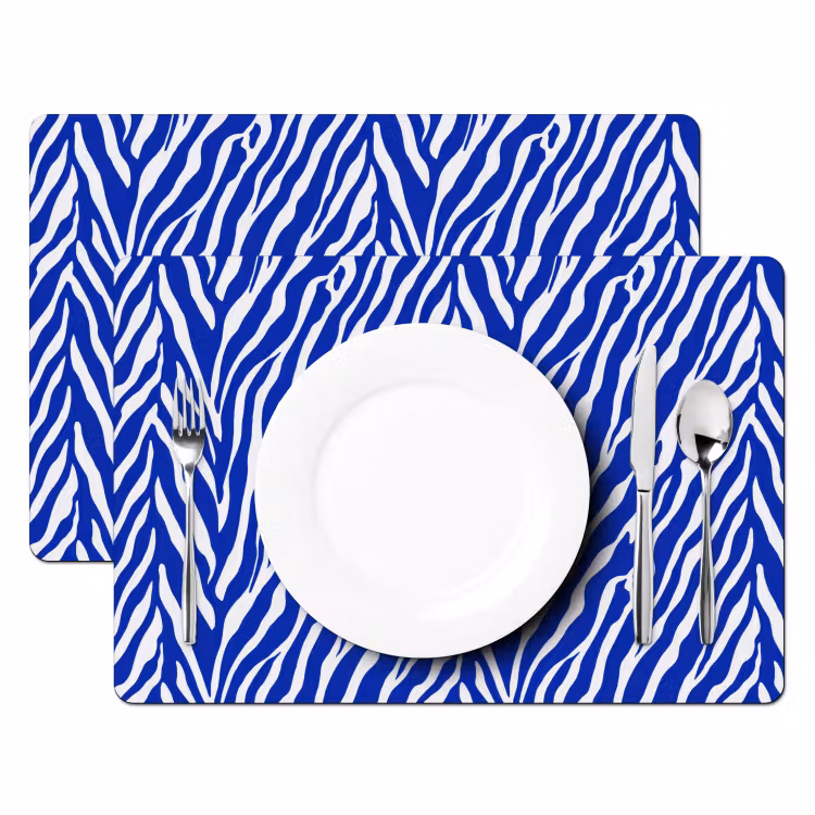 Set de table – 6 pièces - Zèbre - Motif - Cobalt - Bleu — 2