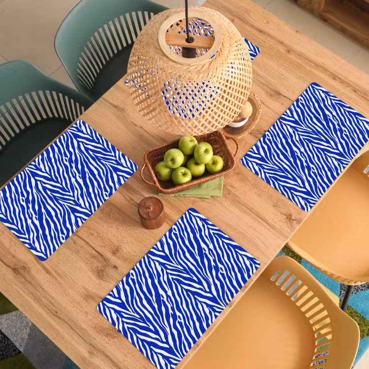 Set de table – 6 pièces - Zèbre - Motif - Cobalt - Bleu — 3
