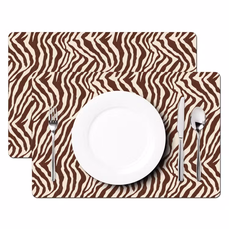 Set de table – 6 pièces - Zèbre - Motif - Noir - Blanc — 2