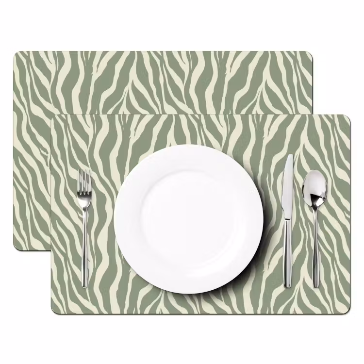 Set de table – 6 pièces - Zèbre - Motif - Vert — 2