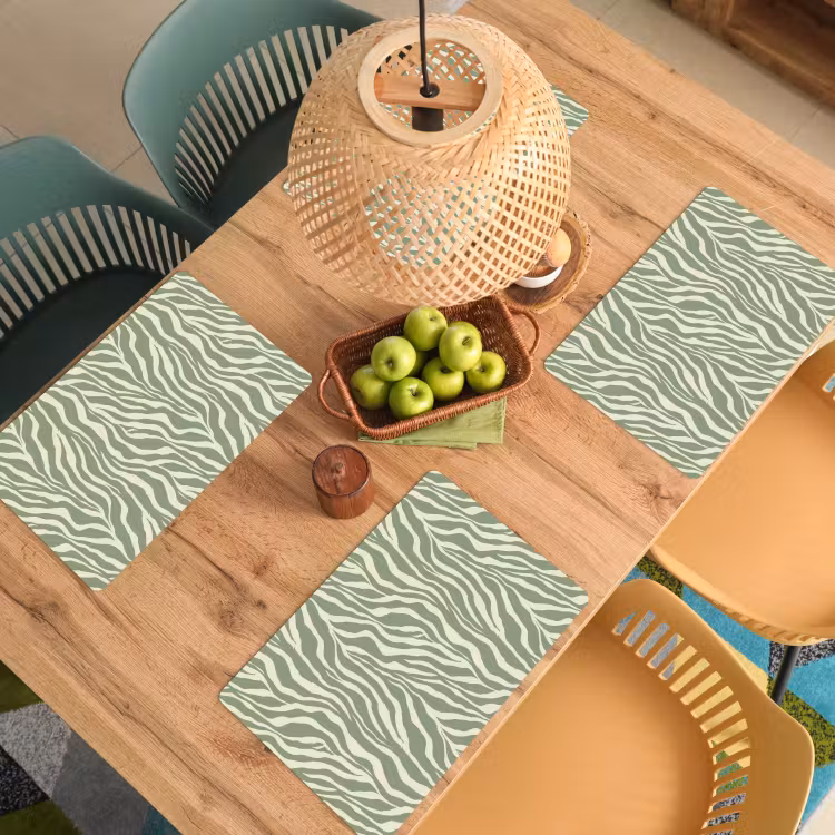 Set de table – 6 pièces - Zèbre - Motif - Vert — 3