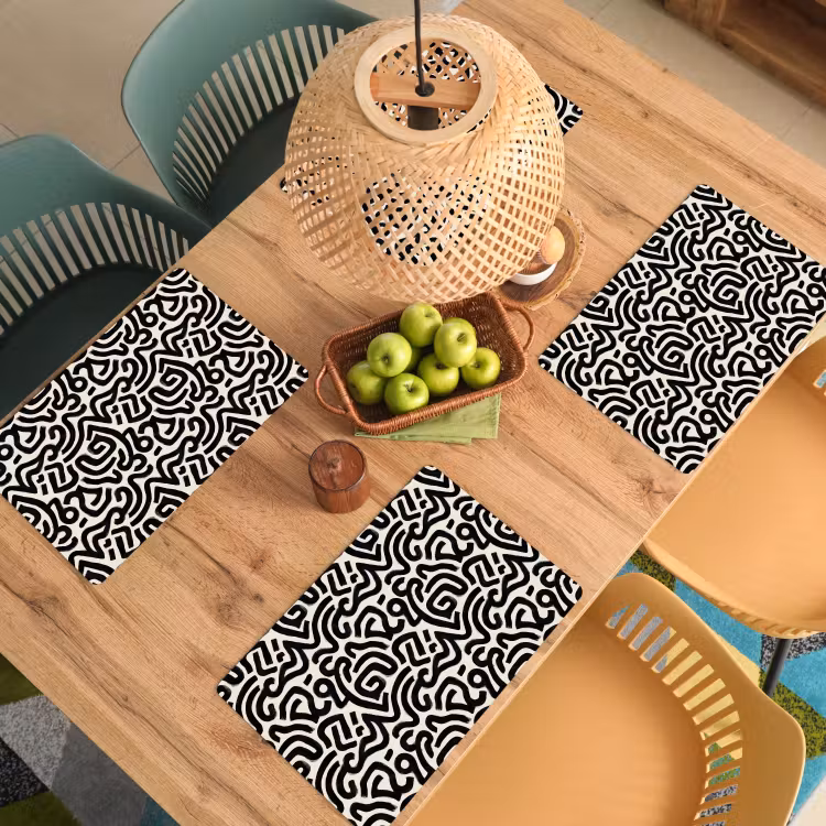 Set de table – 6 pièces - Moderne - Abstrait - Noir — 3