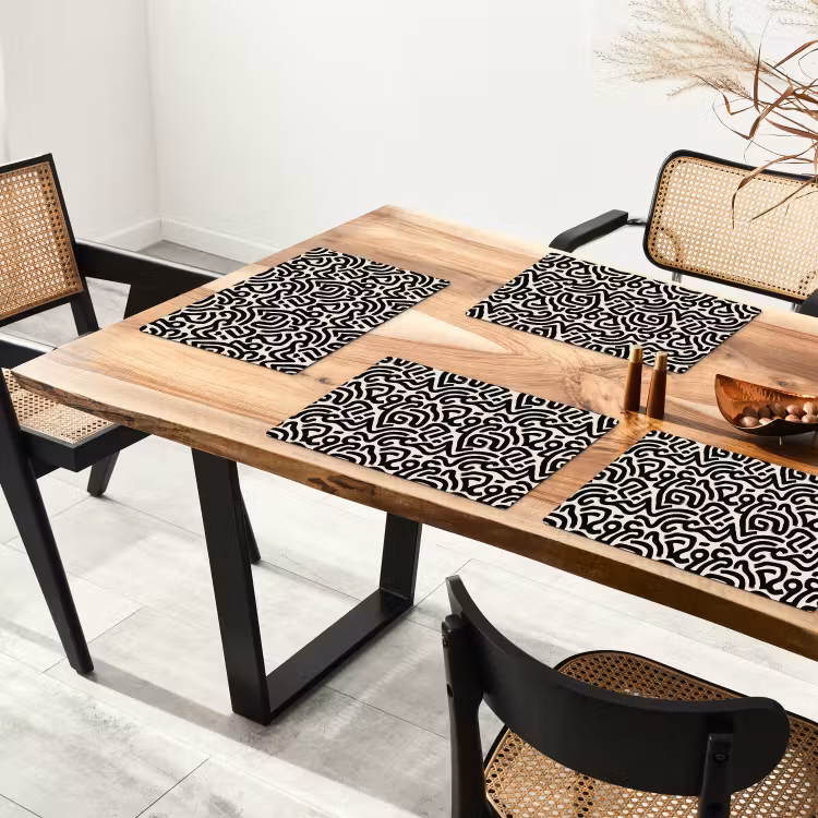 Set de table – 6 pièces - Moderne - Abstrait - Noir — 4