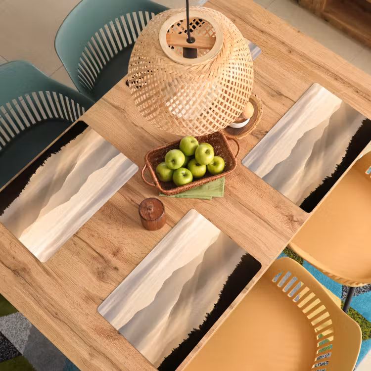 Set de table – 6 pièces - Montagnes - Brouillard - Rayons de soleil — 3