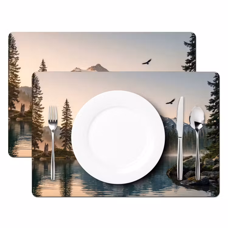 Set de table – 6 pièces - Montagnes - Eau - Arbres — 2