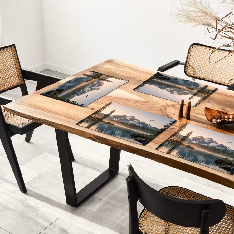 Set de table – 6 pièces - Montagnes - Eau - Arbres — 4