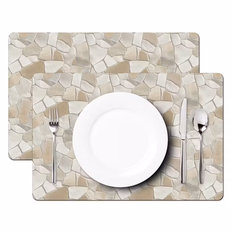 Set de table – 6 pièces - Mosaïque - Pierres - Beige — 2