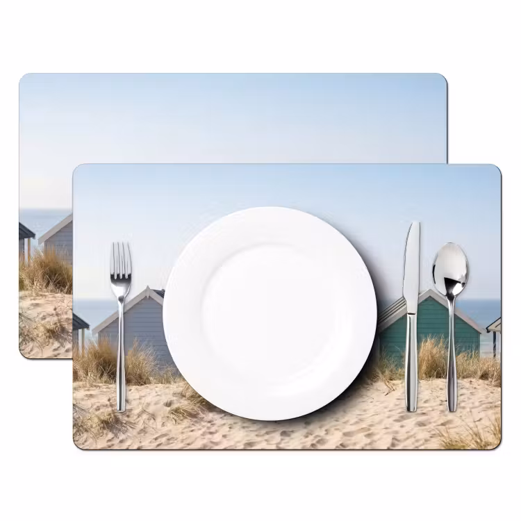 Set de table – 6 pièces - Plage - Chalets - Coloré - Dunes — 2