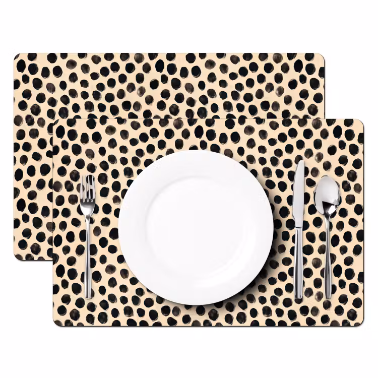 Set de table – 6 pièces - Pois polka - Motif - Noir — 2